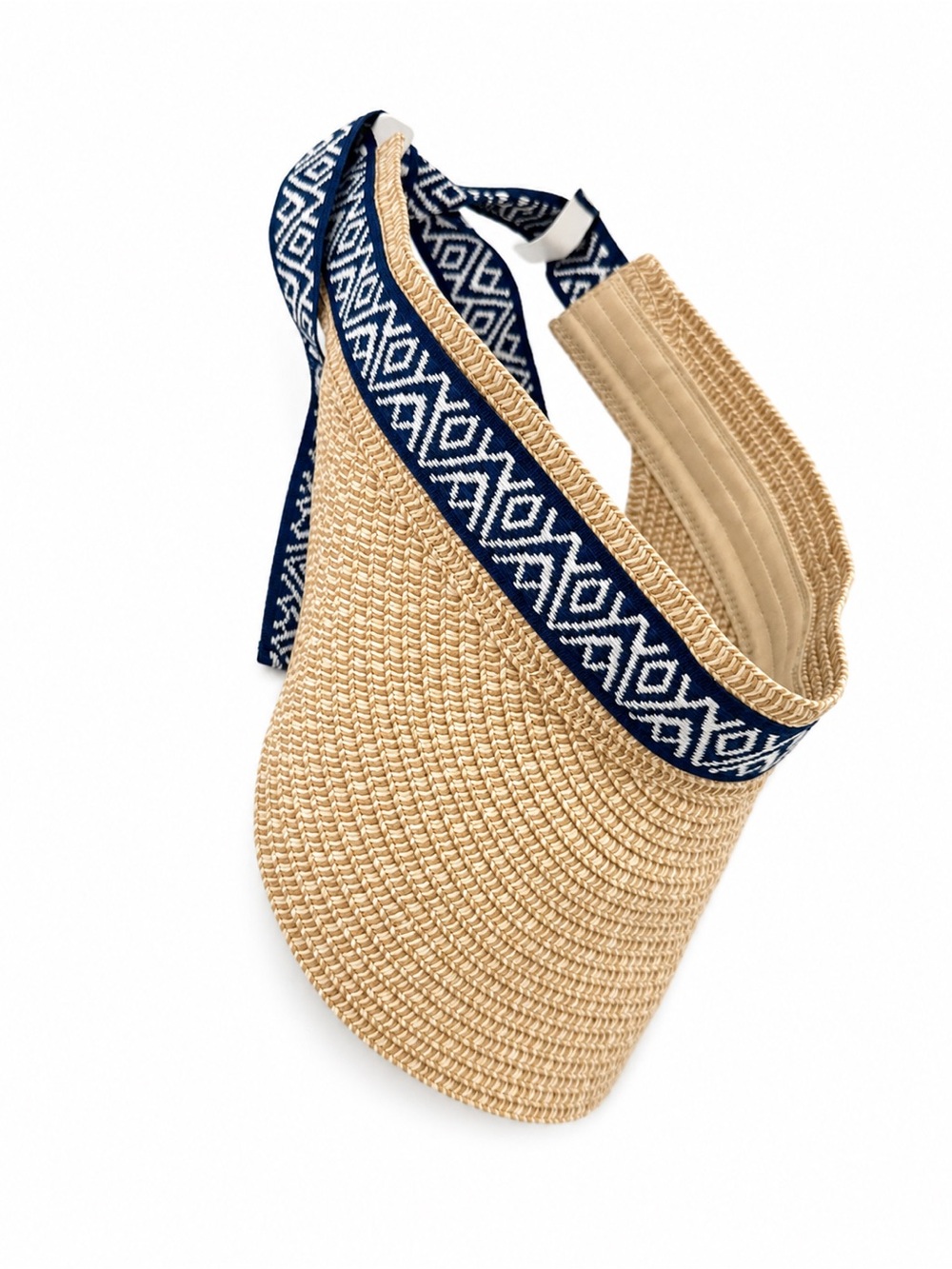 Sea & Grass Straw Sun Visor Beach Hat Adjustable OSFM Embroidered Sun